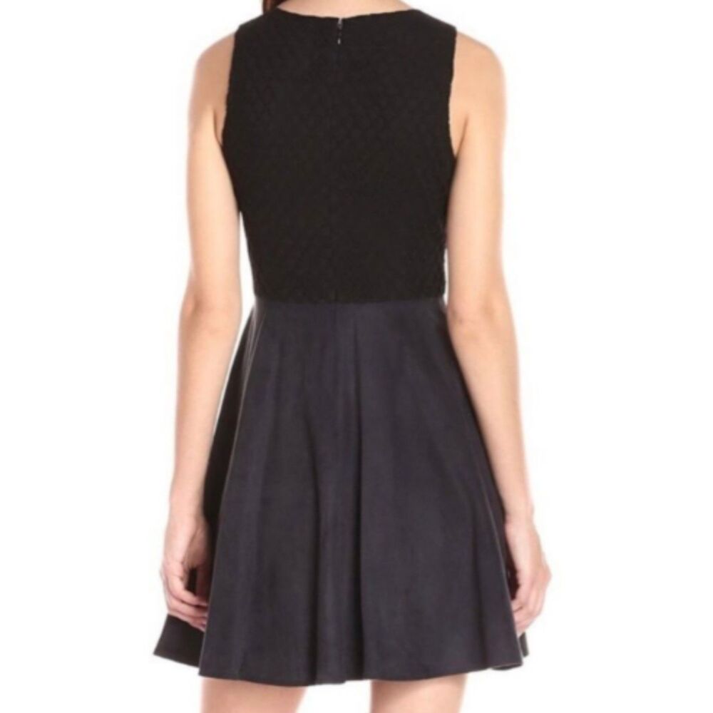 CeCe Avery Crochet Inset Faux Suede Fit & Flare Dress Black - Size 10 NWT - Picture 7 of 7